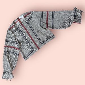 Derek Lam 10 Crosby Silk Blue, Purple, White + Black Pattern Blouse Sz 6